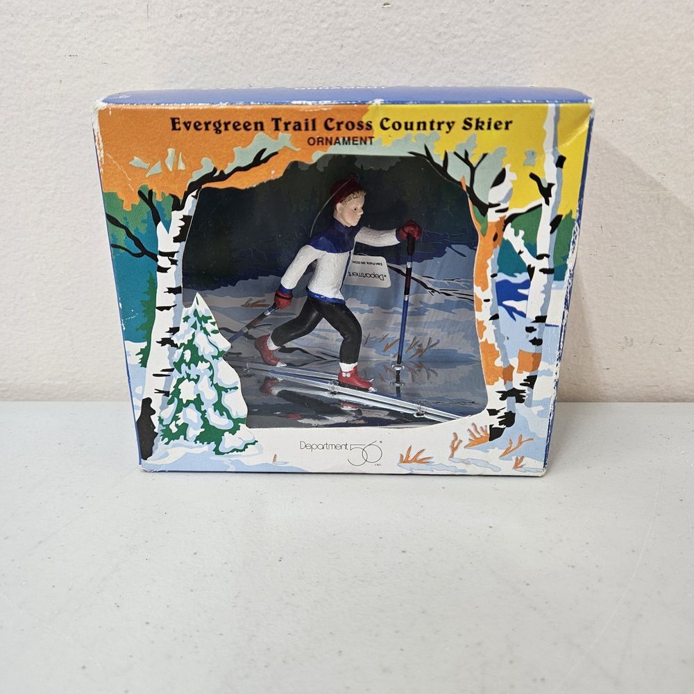 Department 56 Evergreen Trail Cross Country Skier Ornament 45757 Christmas USA